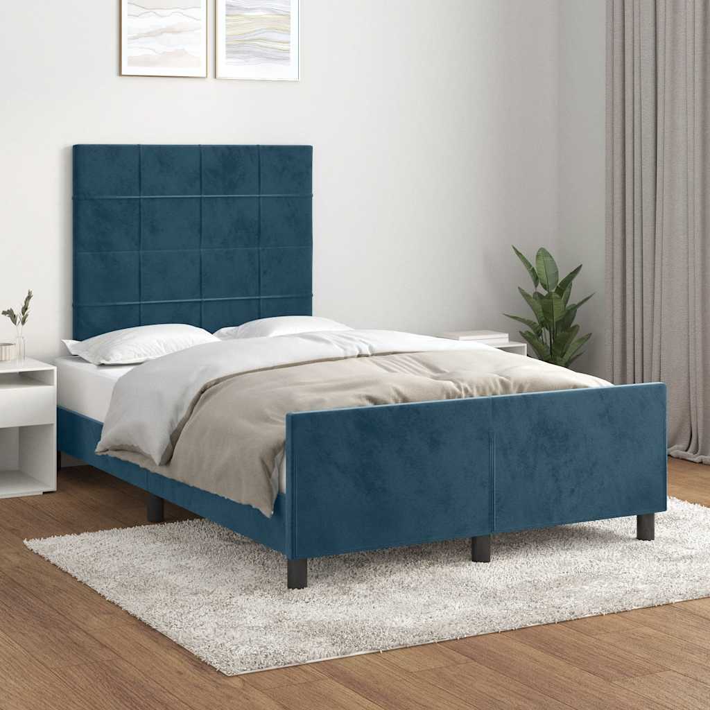 sengeramme uden madras 120x190 cm fløjl mørkeblå