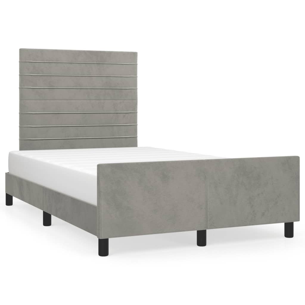 sengeramme uden madras 120x190 cm fløjl enkeltseng lysegrå
