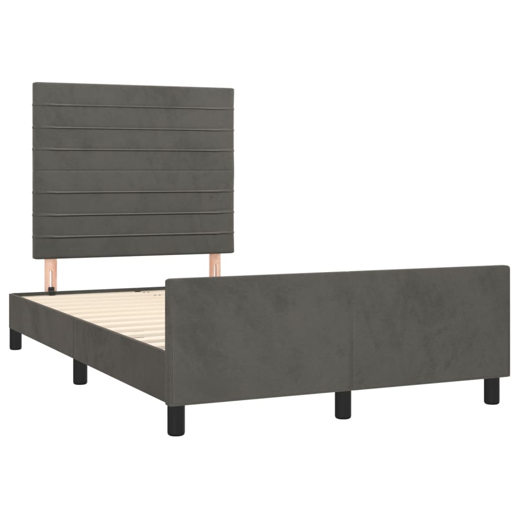 sengeramme uden madras 120x190 cm fløjl enkeltseng mørkegrå