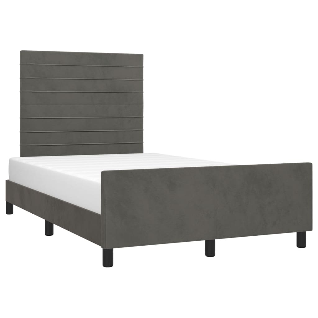 sengeramme uden madras 120x190 cm fløjl enkeltseng mørkegrå