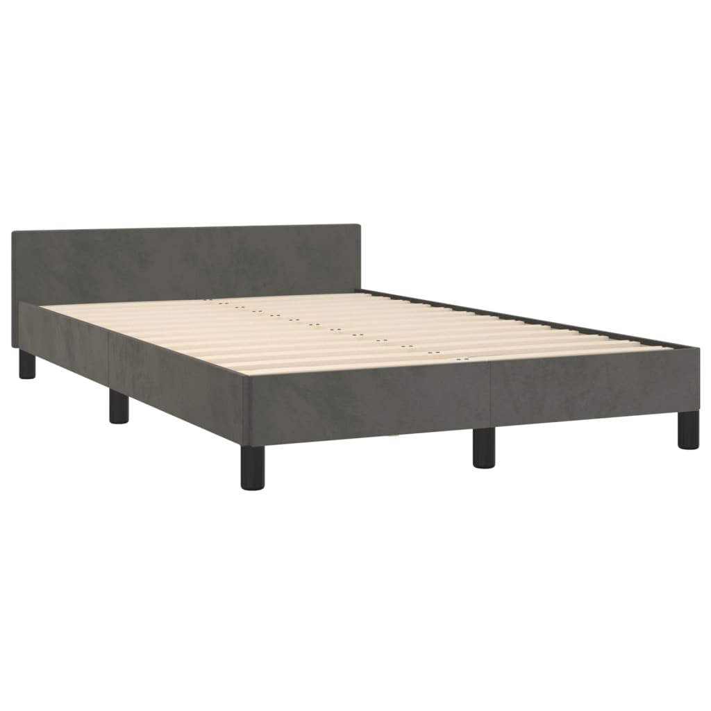 sengeramme uden madras 120x190 cm fløjl enkeltseng mørkegrå