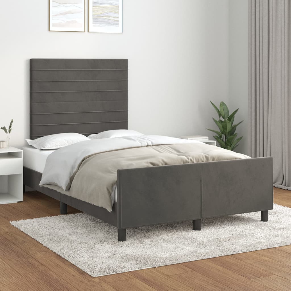 sengeramme uden madras 120x190 cm fløjl enkeltseng mørkegrå