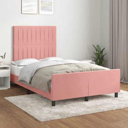 sengeramme uden madras 120x190 cm fløjl lyserød