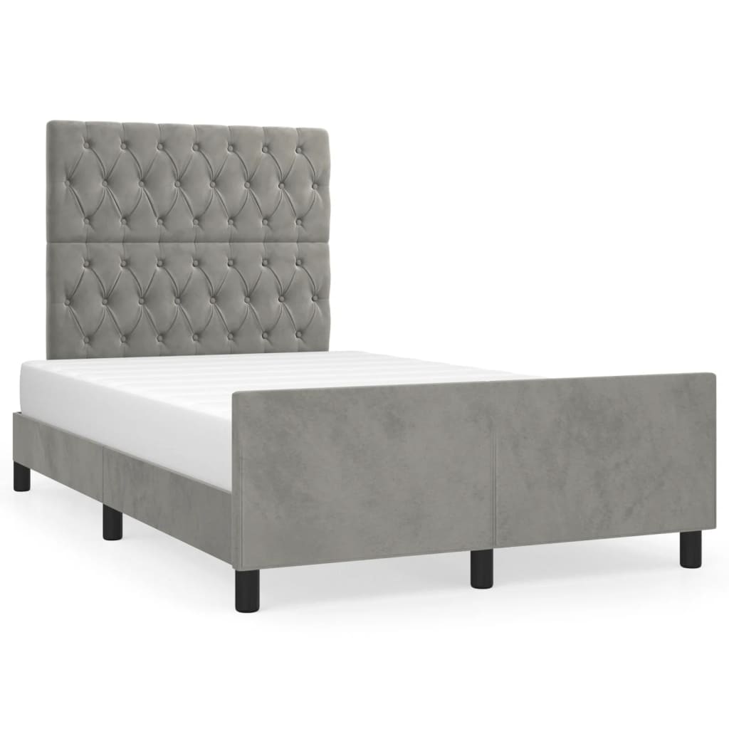 sengeramme uden madras 120x190 cm fløjl enkeltseng lysegrå