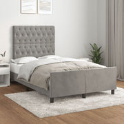 sengeramme uden madras 120x190 cm fløjl enkeltseng lysegrå