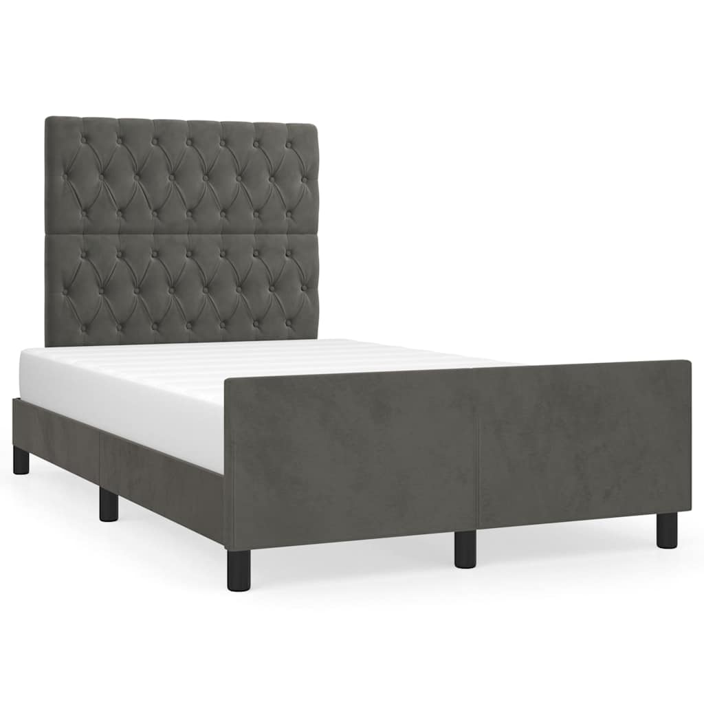 sengeramme uden madras 120x190 cm fløjl enkeltseng mørkegrå