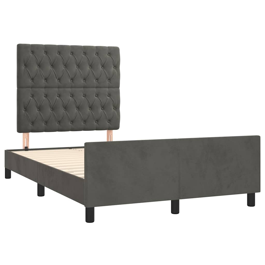 sengeramme uden madras 120x190 cm fløjl enkeltseng mørkegrå