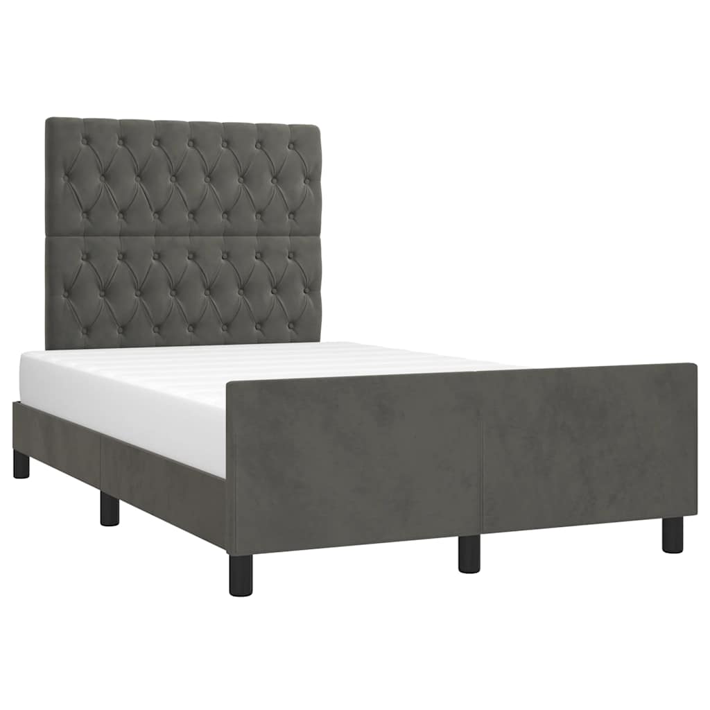 sengeramme uden madras 120x190 cm fløjl enkeltseng mørkegrå