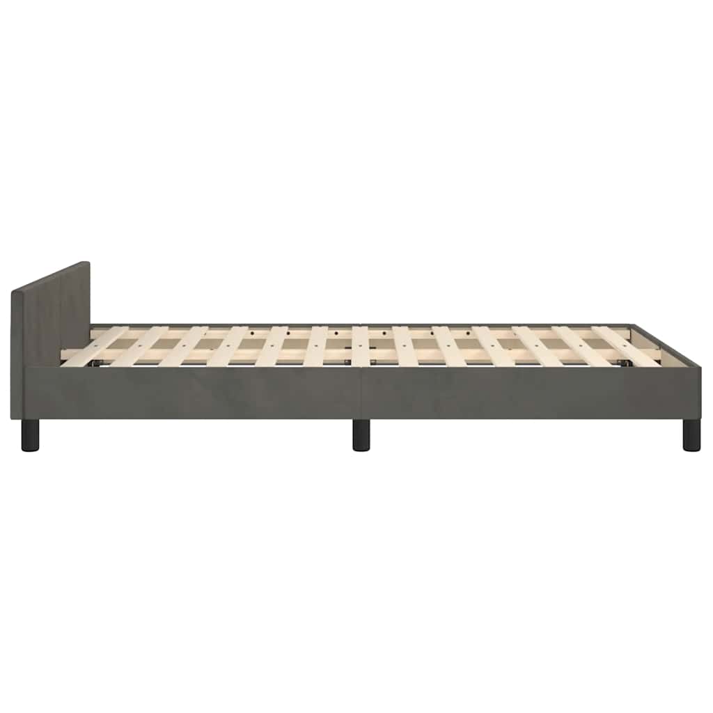 sengeramme uden madras 120x190 cm fløjl enkeltseng mørkegrå