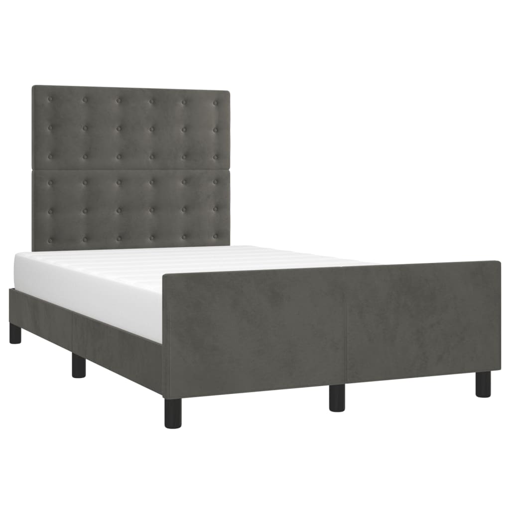 sengeramme uden madras 120x190 cm fløjl enkeltseng mørkegrå