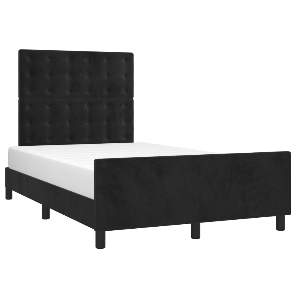 sengeramme uden madras 120x190 cm fløjl enkeltseng sort