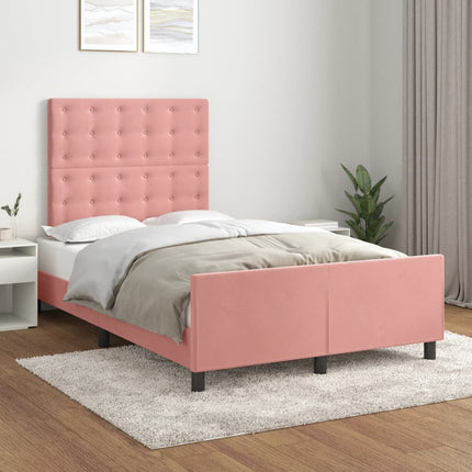 sengeramme uden madras 120x190 cm fløjl lyserød