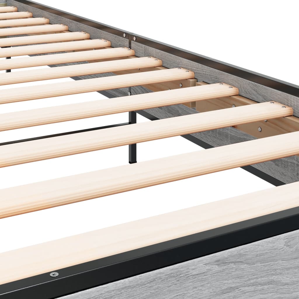 sengeramme 90x200 cm konstrueret træ og metal grå sonoma-eg