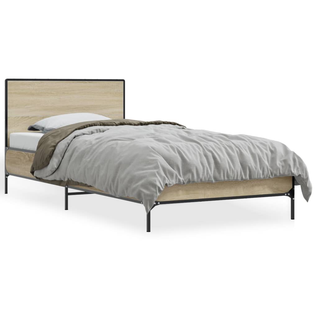 sengeramme 75x190 cm konstrueret træ og metal sonoma-eg