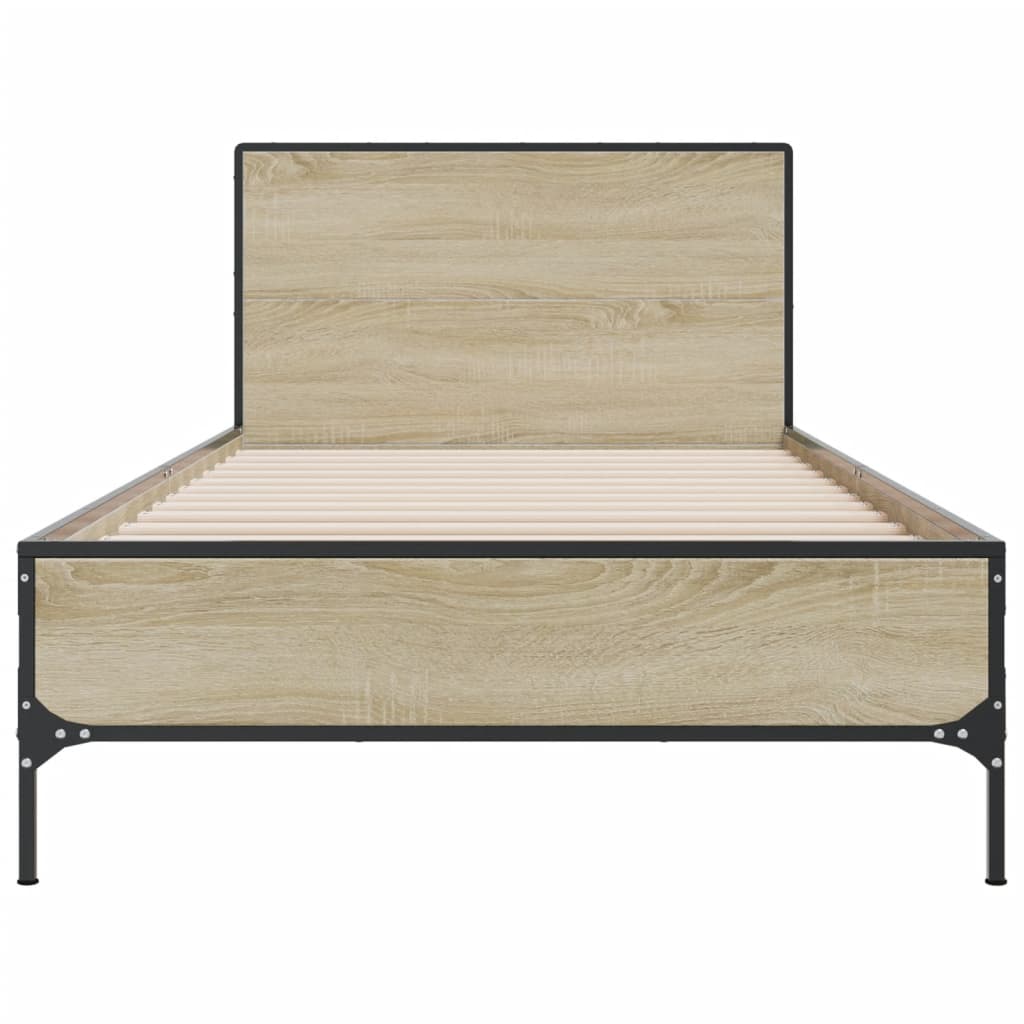 sengeramme 75x190 cm konstrueret træ og metal sonoma-eg