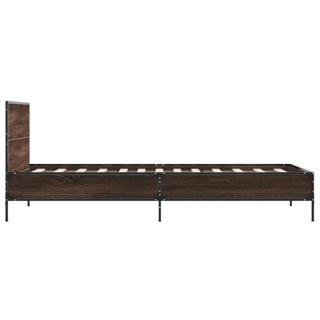sengeramme 75x190 cm konstrueret træ og metal brun egetræsfarve