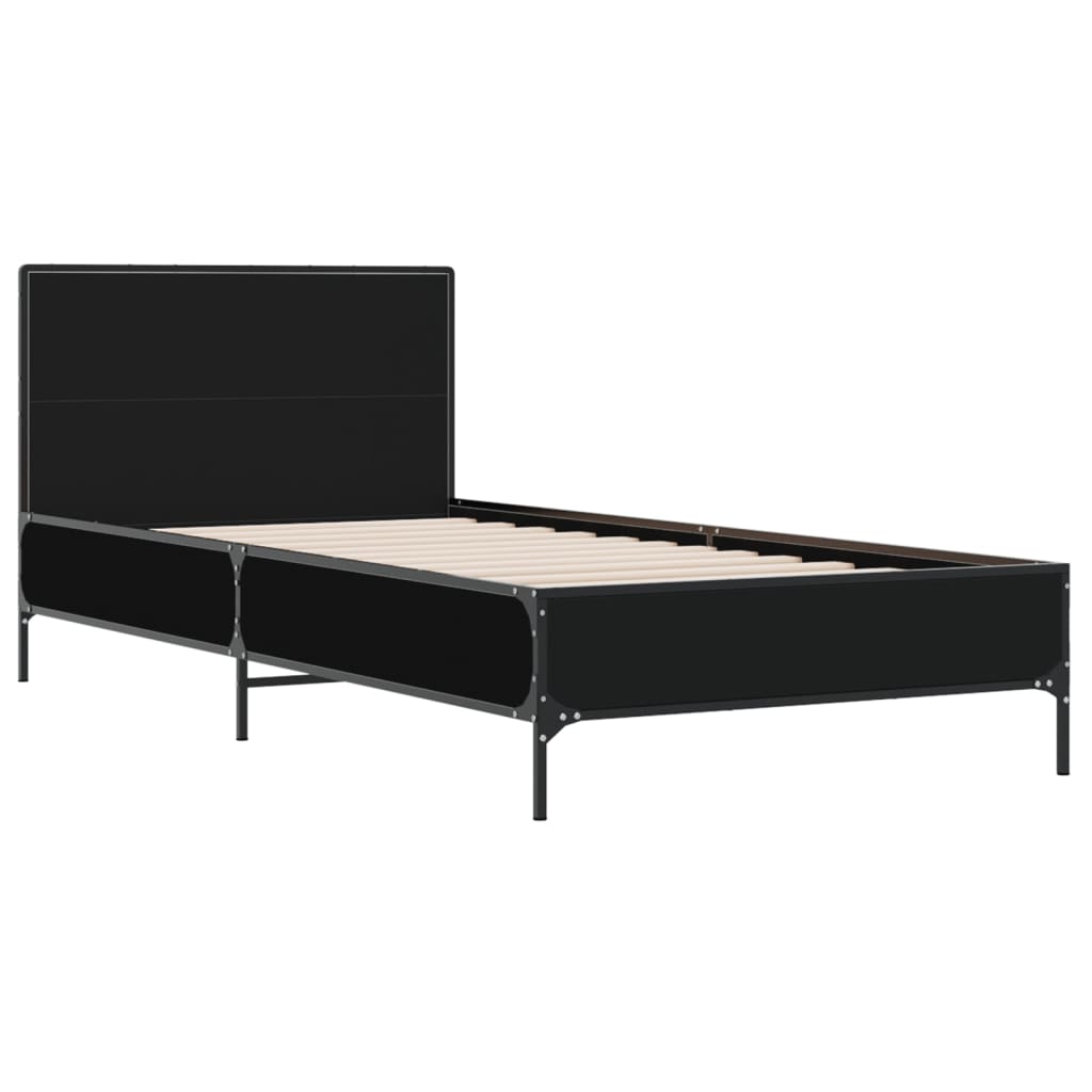 sengeramme 90x190 cm konstrueret træ og metal sort