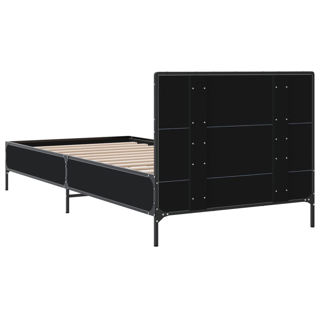 sengeramme 90x190 cm konstrueret træ og metal sort