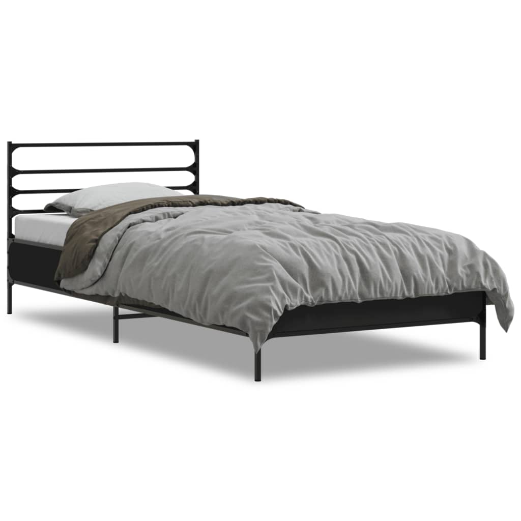 sengeramme 90x200 cm konstrueret træ og metal sort