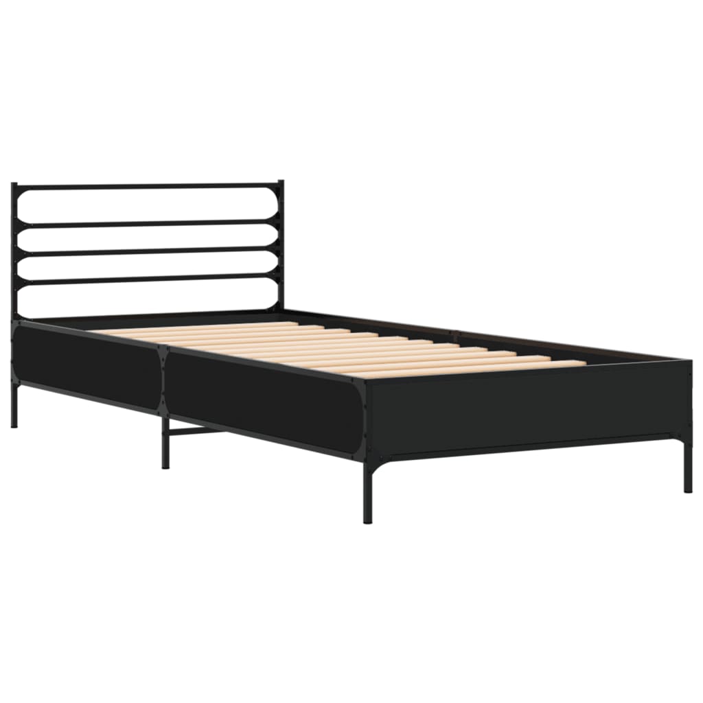 sengeramme 90x200 cm konstrueret træ og metal sort
