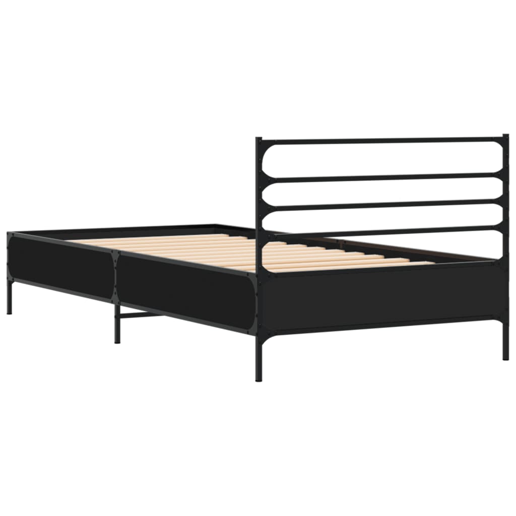 sengeramme 90x200 cm konstrueret træ og metal sort