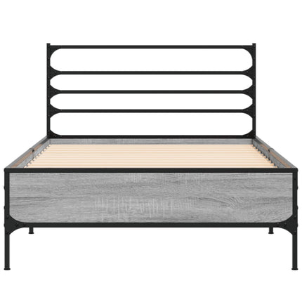 sengeramme 75x190 cm konstrueret træ og metal grå sonoma-eg