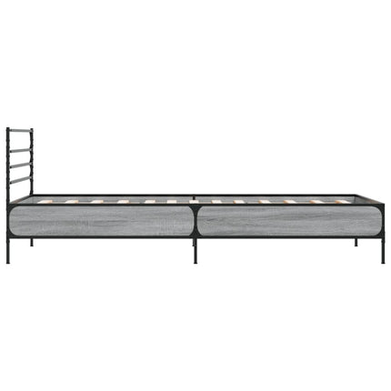 sengeramme 75x190 cm konstrueret træ og metal grå sonoma-eg