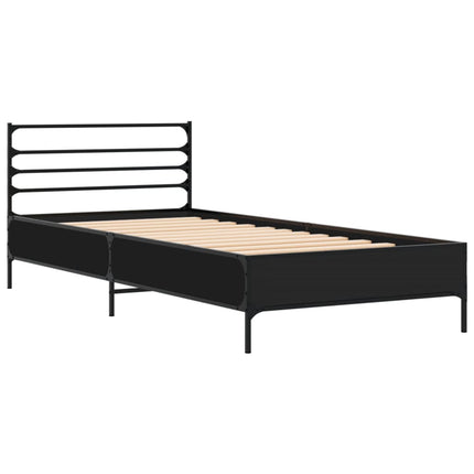 sengeramme 90x190 cm konstrueret træ og metal sort