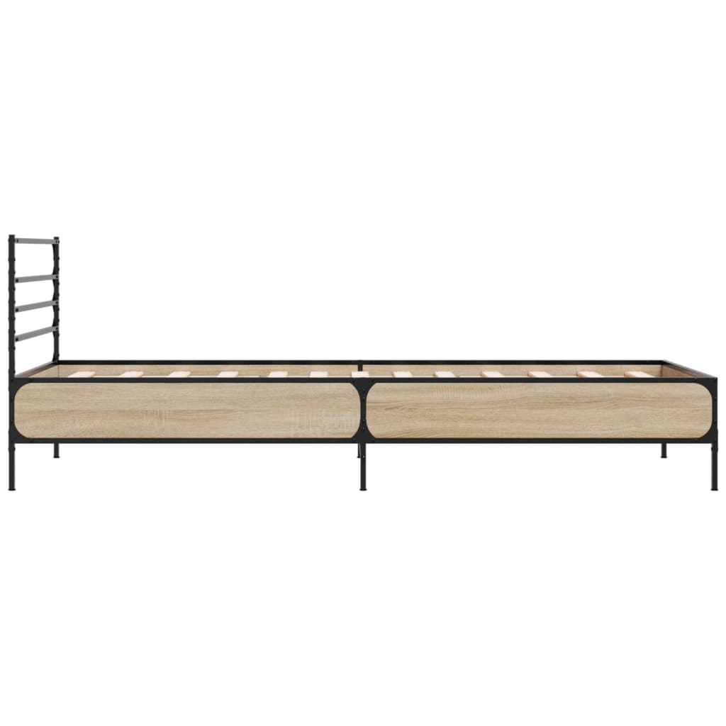 sengeramme 90x190 cm konstrueret træ og metal sonoma-eg