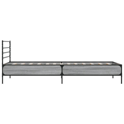 sengeramme 90x190 cm konstrueret træ og metal grå sonoma-eg