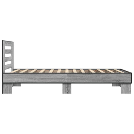 sengeramme 100x200 cm konstrueret træ og metal grå sonoma-eg