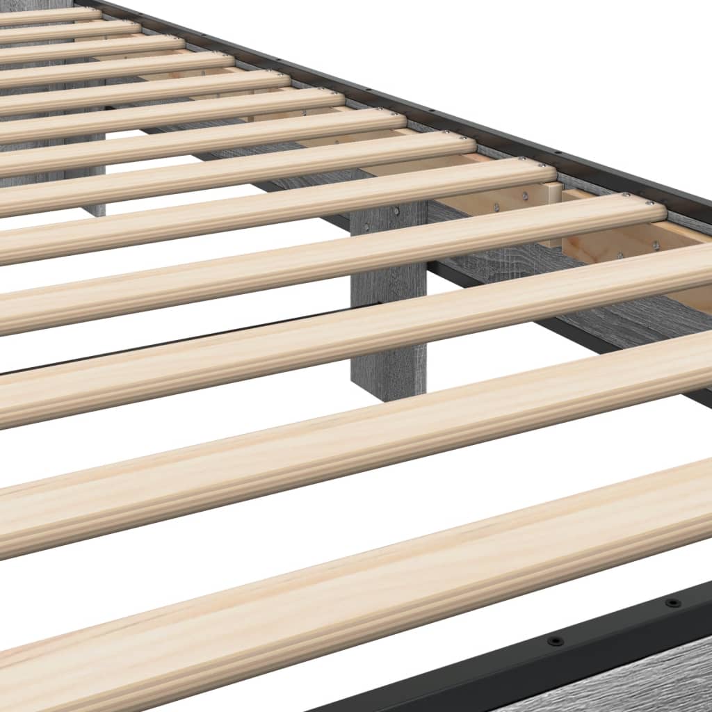 sengeramme 100x200 cm konstrueret træ og metal grå sonoma-eg