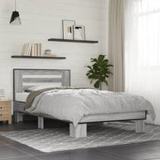 sengeramme 100x200 cm konstrueret træ og metal grå sonoma-eg
