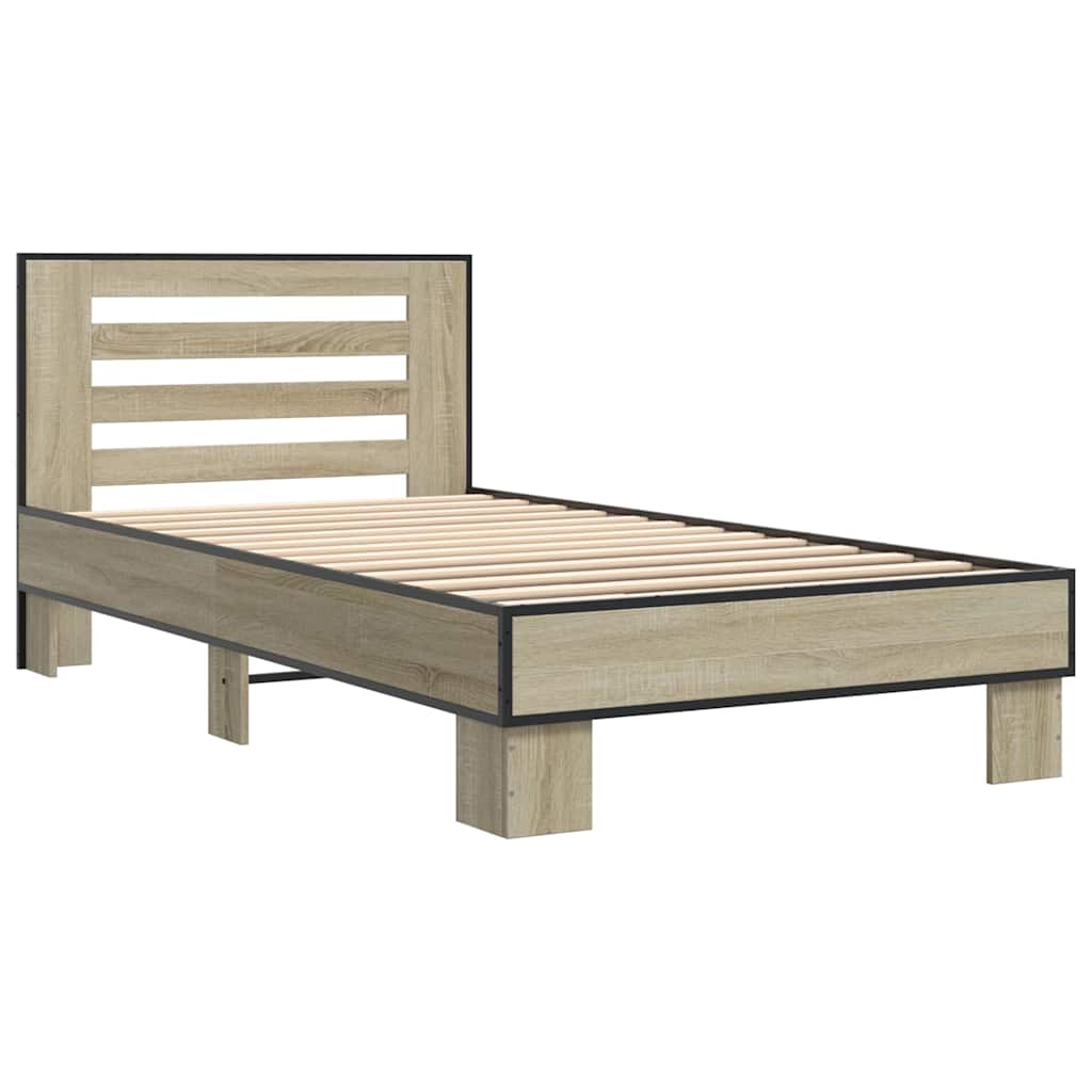 sengeramme 75x190 cm konstrueret træ og metal sonoma-eg