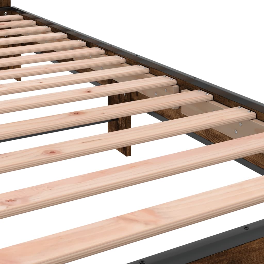 sengeramme 100x200 cm konstrueret træ og metal røget eg