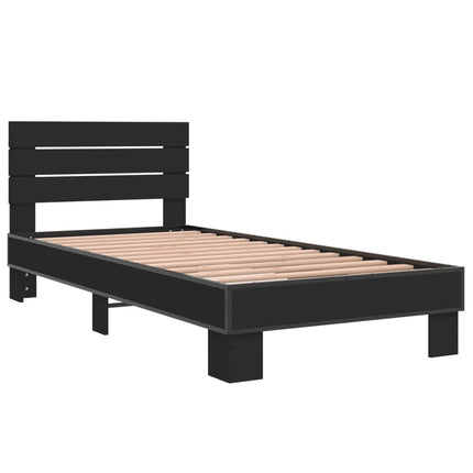sengeramme 90x200 cm konstrueret træ og metal sort