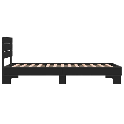 sengeramme 90x200 cm konstrueret træ og metal sort