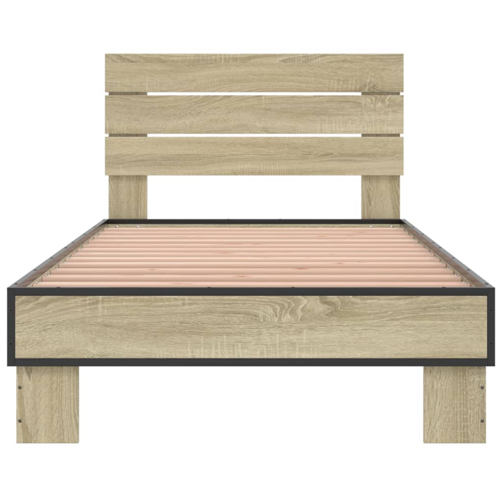 sengeramme 90x200 cm konstrueret træ og metal sonoma-eg