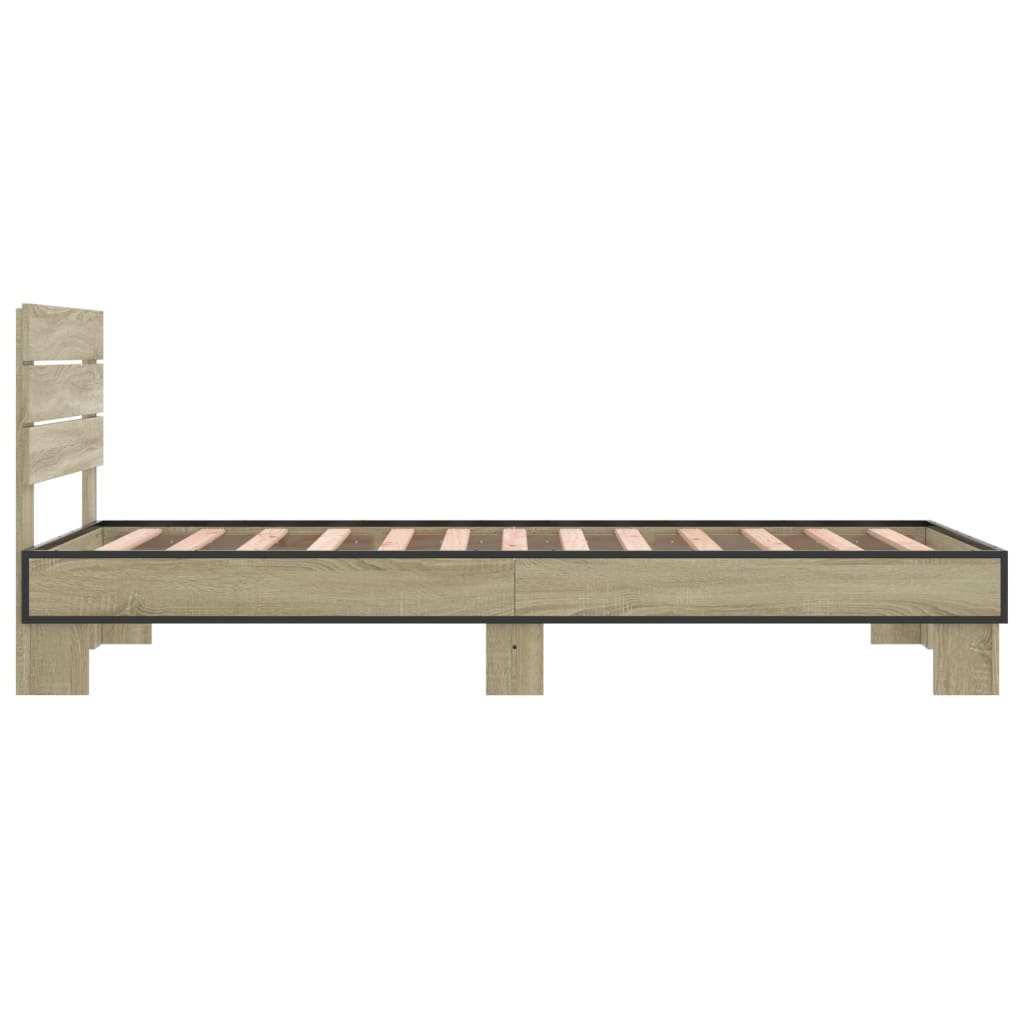sengeramme 90x200 cm konstrueret træ og metal sonoma-eg