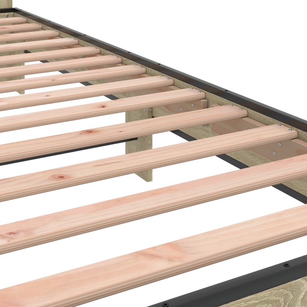 sengeramme 90x200 cm konstrueret træ og metal sonoma-eg