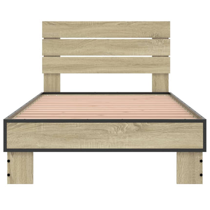 sengeramme 90x190 cm konstrueret træ og metal sonoma-eg