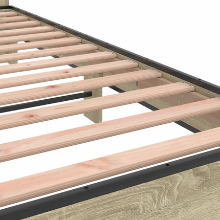 sengeramme 90x190 cm konstrueret træ og metal sonoma-eg