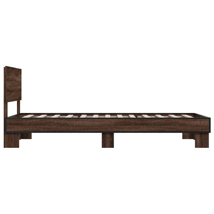sengeramme 75x190 cm konstrueret træ og metal brun egetræsfarve