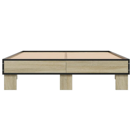 sengestel 120x200 cm konstrueret træ og metal sonoma-eg