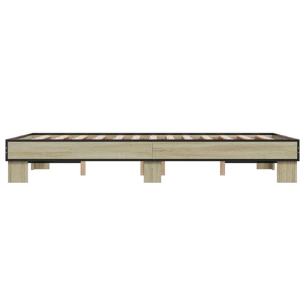sengestel 120x200 cm konstrueret træ og metal sonoma-eg