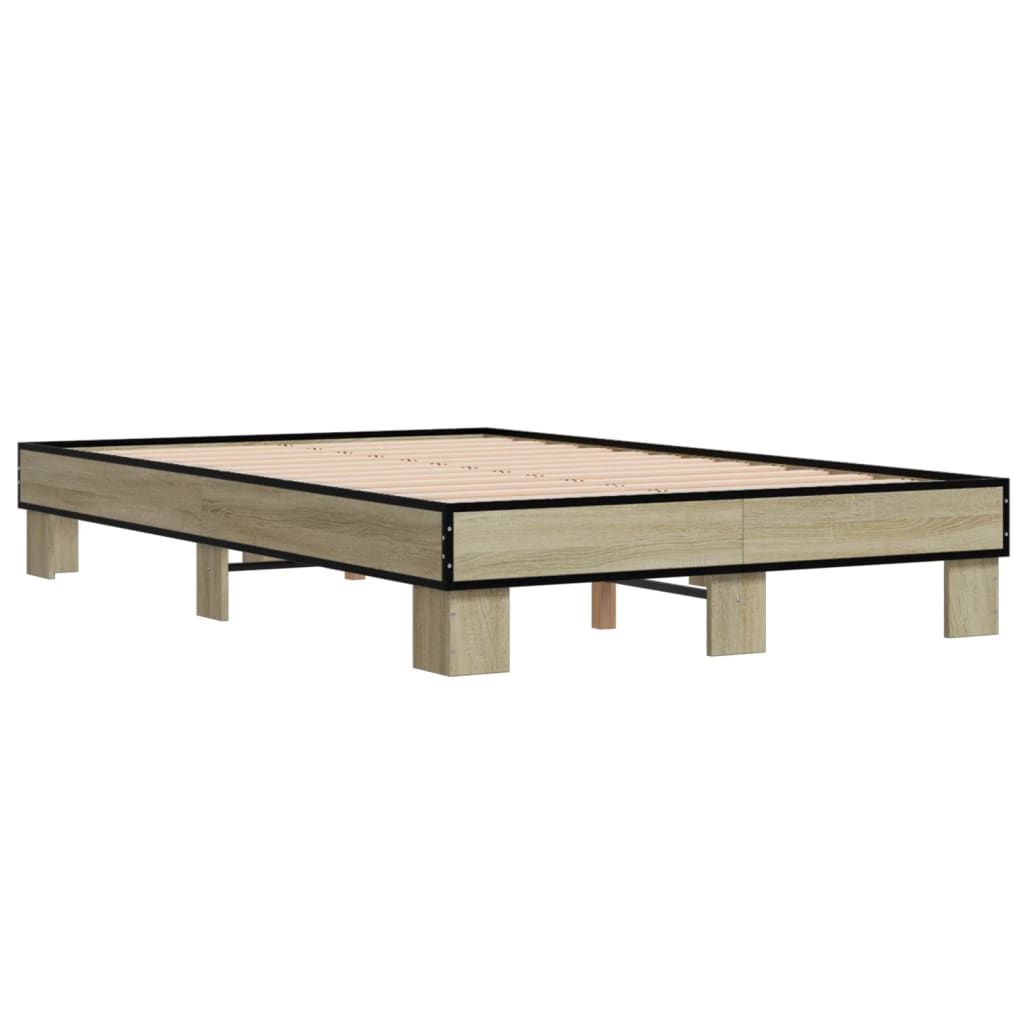 sengestel 120x200 cm konstrueret træ og metal sonoma-eg
