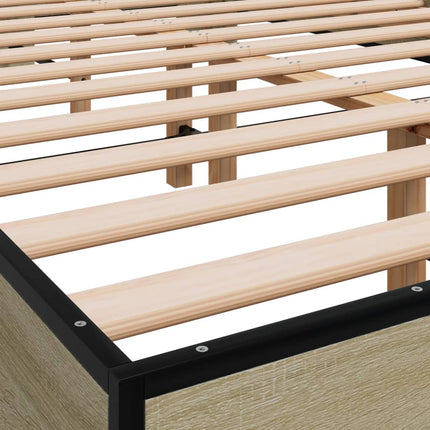 sengestel 120x200 cm konstrueret træ og metal sonoma-eg