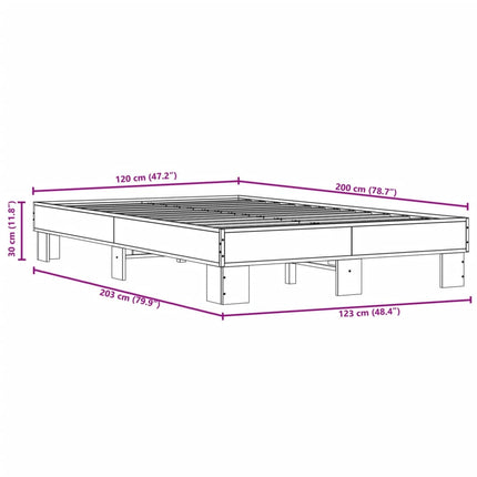 sengestel 120x200 cm konstrueret træ og metal sonoma-eg