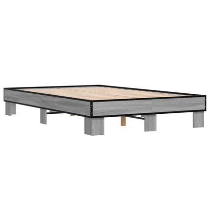sengestel 120x200 cm konstrueret træ og metal grå sonoma-eg
