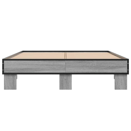 sengestel 120x200 cm konstrueret træ og metal grå sonoma-eg